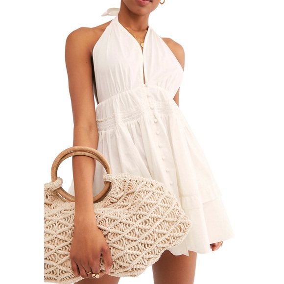 Free People White boho Halter Tunic - Picture 2 of 8